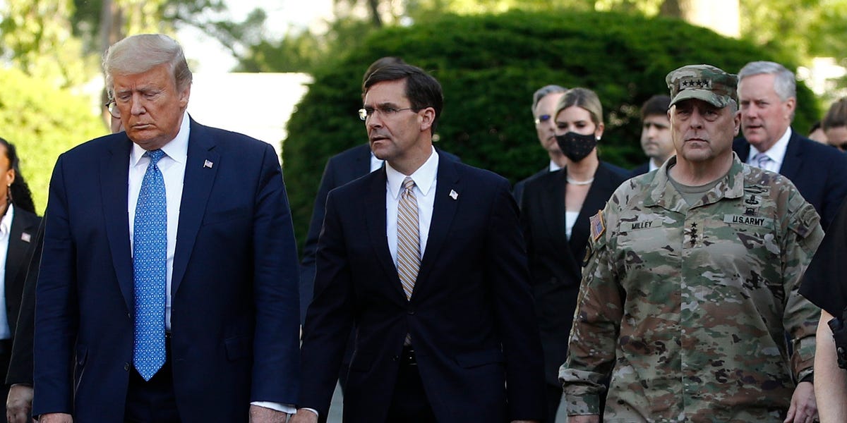 Defense Secretary Mark Esper says he ‘didn’t know’ where he was going when he walked with Trump through a park aggressively cleared of protesters moments before