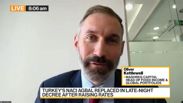 Mashreq Capital’s Kettlewell on Turkey’s Replacing Central-Bank Governor, Fed’s Ending Capital Break