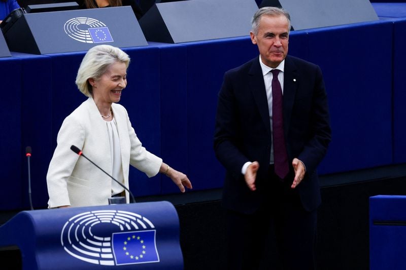 Canada and EU should ally to protect democracies, Carney says, after ’associate member’ proposal angers Trump